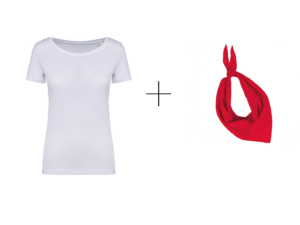 lot FEMME Feria - tshirt foulard ROUGE