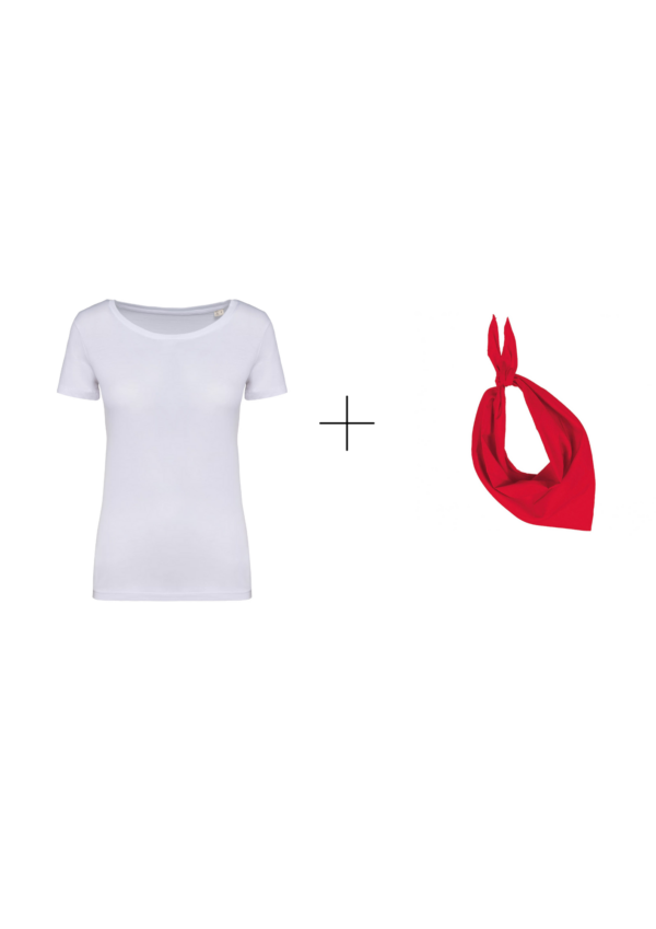 lot FEMME Feria - tshirt foulard ROUGE